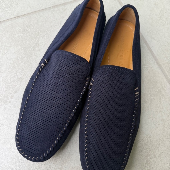 ✨ Giorgio Armani Men’s Navy Suede Driving Loafers – Size 9.5 – Made in Italy ✨ - Picture 8 of 10